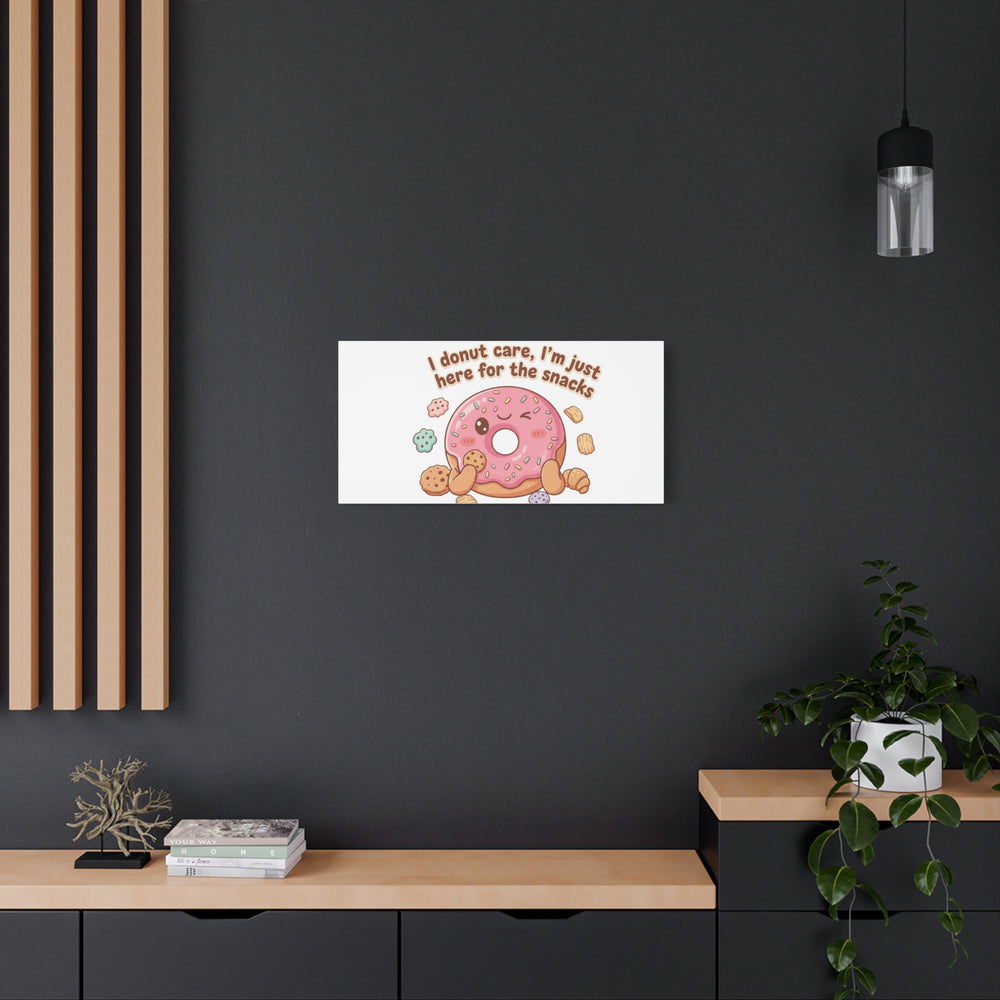 Donut Snacks Pun Canvas | Food & Snack Humor, Cozy Kawaii Art