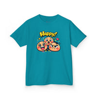 Gildan 5000B | Kids' "Happy Trio" Emoji Graphic Tee – Fun & Expressive Summer Shirt | "Happy!" Vibes Youth T-Shirt – Soft Cotton Tee for Active Kids | Vibrant Emoji Squad Kids' Tee – Comfortable Daily...