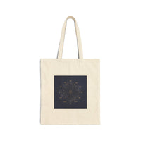 Celestial Constellation Wheel Tote | Zodiac Glyphs, Metallic Galaxy Canvas