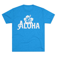 Next Level 6010 | Unisex Vintage Aloha Hibiscus Unisex Tri-Blend Tee – Retro Beach Vibes