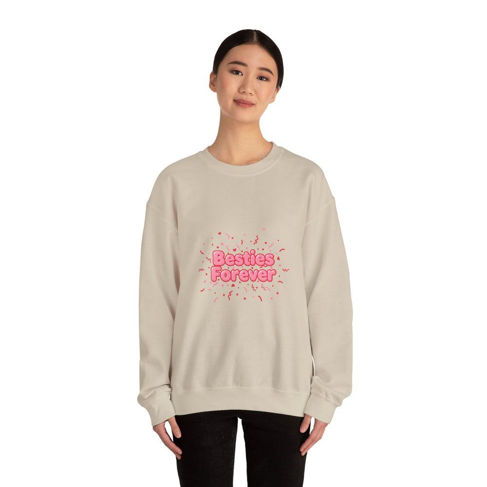 Besties Forever Sweatshirt | Galentine's Friendship Crewneck, Pink Chunky Type