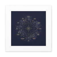 Gold Zodiac Wheel Canvas | Astrology Constellation Art, Cosmic Wall Print