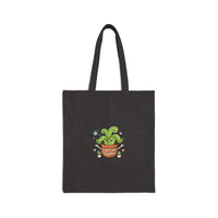 Plant Parent Pun Tote | Cotton Canvas, Doodled Leaves, Sage Cream Palette