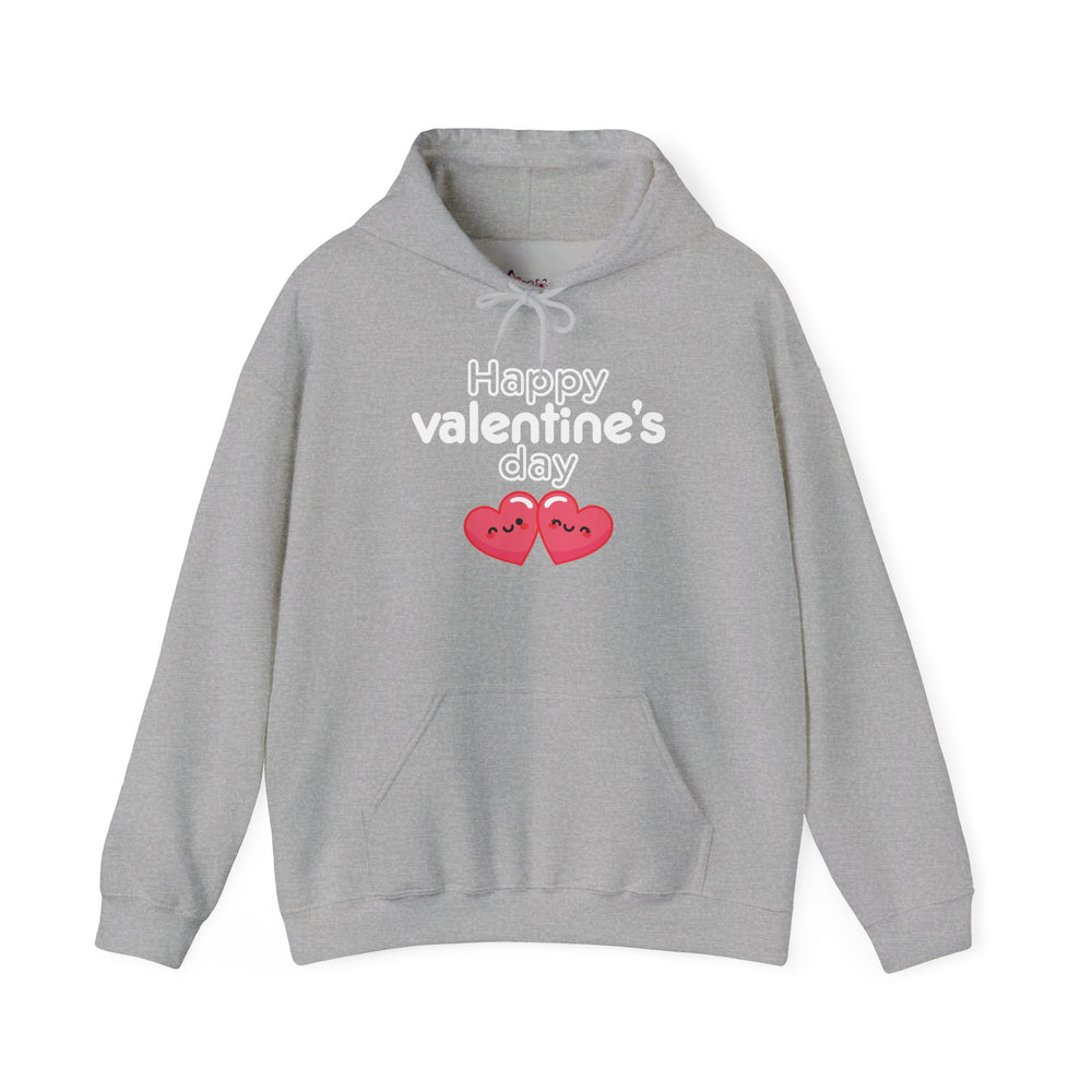 Unisex Happy Valentine’s Day Hoodie – Modern Pink Script Graphic Pullover – Premium Fleece Holiday Sweatshirt