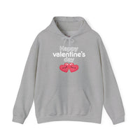 Unisex Happy Valentine’s Day Hoodie – Modern Pink Script Graphic Pullover – Premium Fleece Holiday Sweatshirt