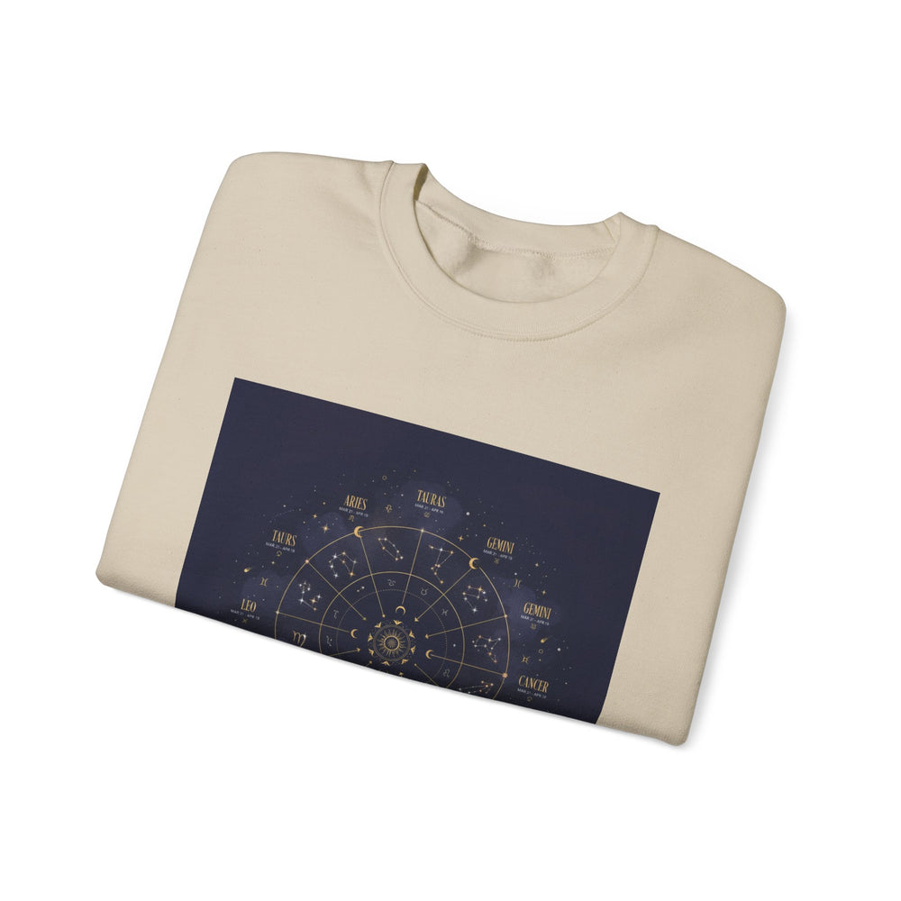 Zodiac Constellation Wheel Sweatshirt | Astrology, Cosmic Gold Accents