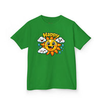 Gildan 5000B | Kids' Happy Sun & Smiling Clouds Graphic Tee – Vibrant Summer Mood T-Shirt