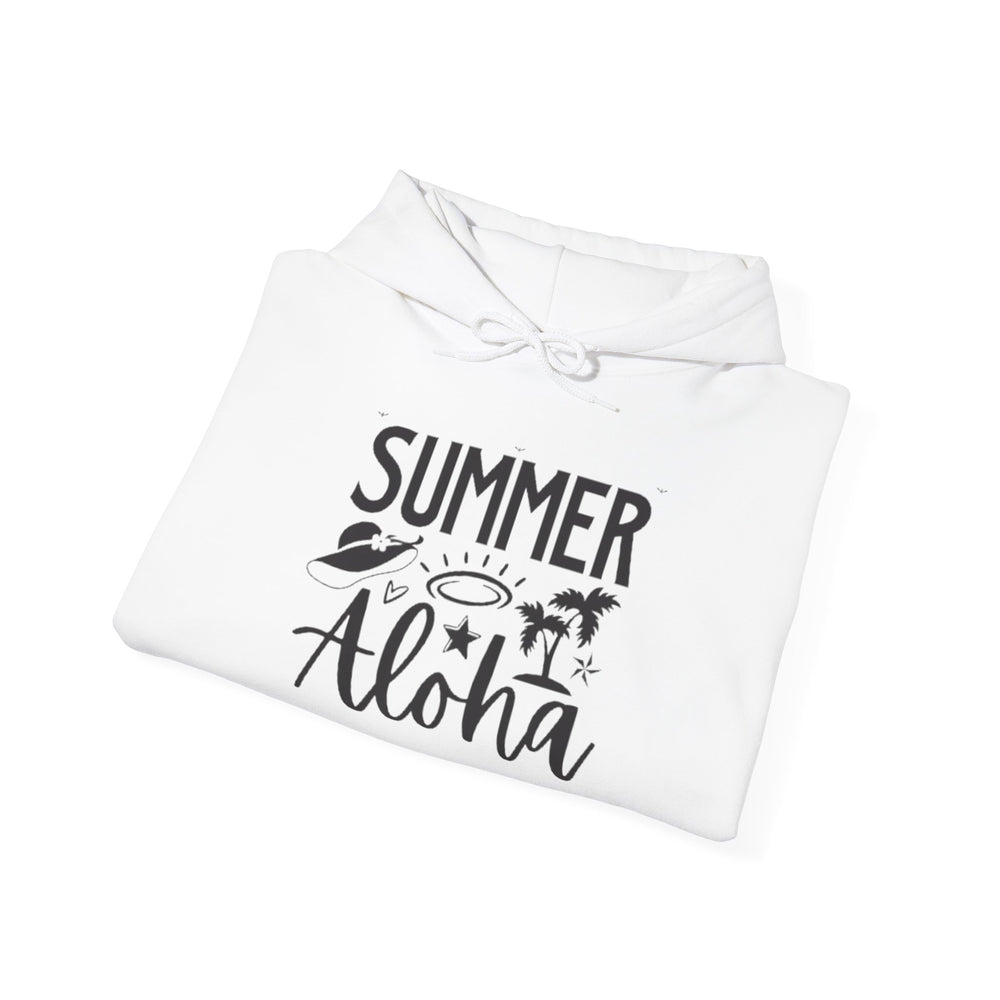 Gildan 18500 | Unisex "Tropical Life" Sunset Hoodie – Circular Palm Tree & Wave Graphic – Premium Soft Coastal Fleece