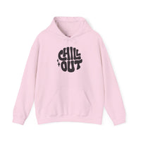 Gildan 18500 | Unisex "Chill Out" Retro Graphic Hoodie – Bold Puff Lettering Pullover – Premium Soft Fleece Streetwear