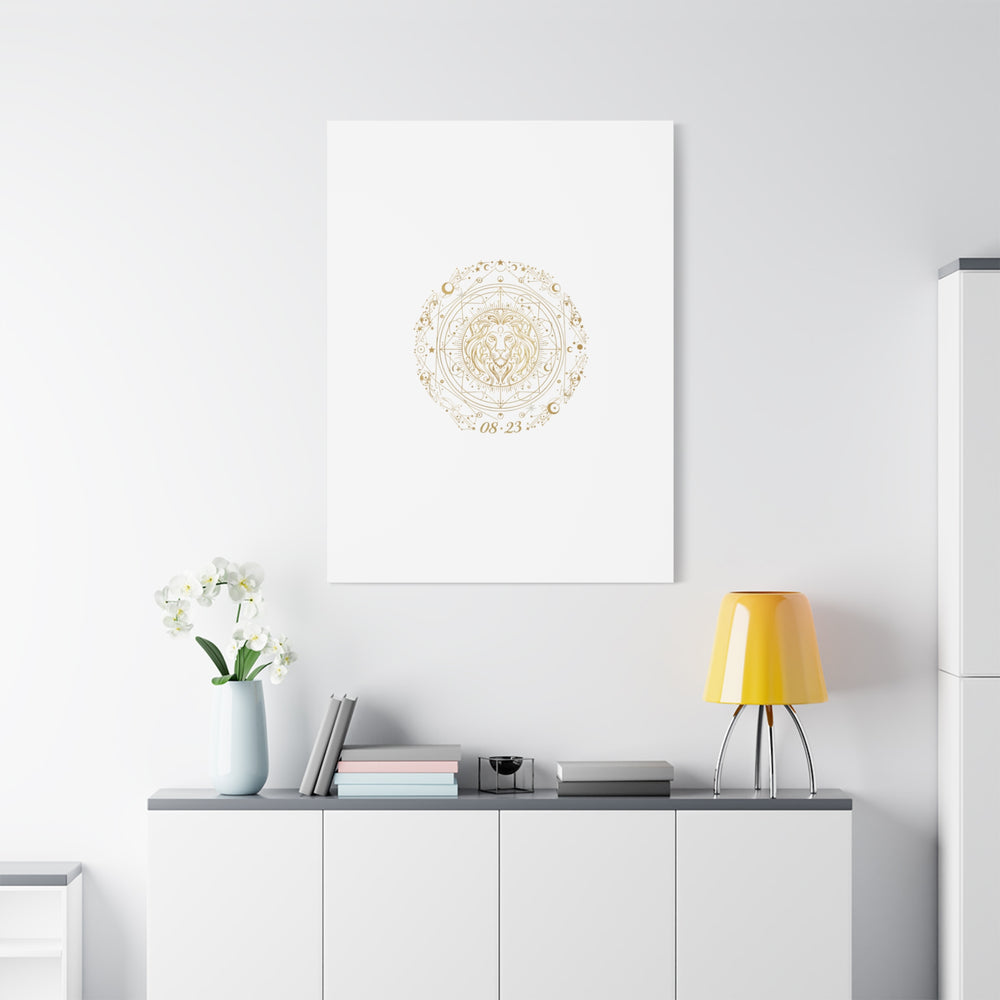 Gold Leo Zodiac Canvas, Astrological Constellation Art | Metallic Lion Wall Art