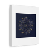 Gold Zodiac Wheel Canvas | Astrology Constellation Art, Cosmic Wall Print