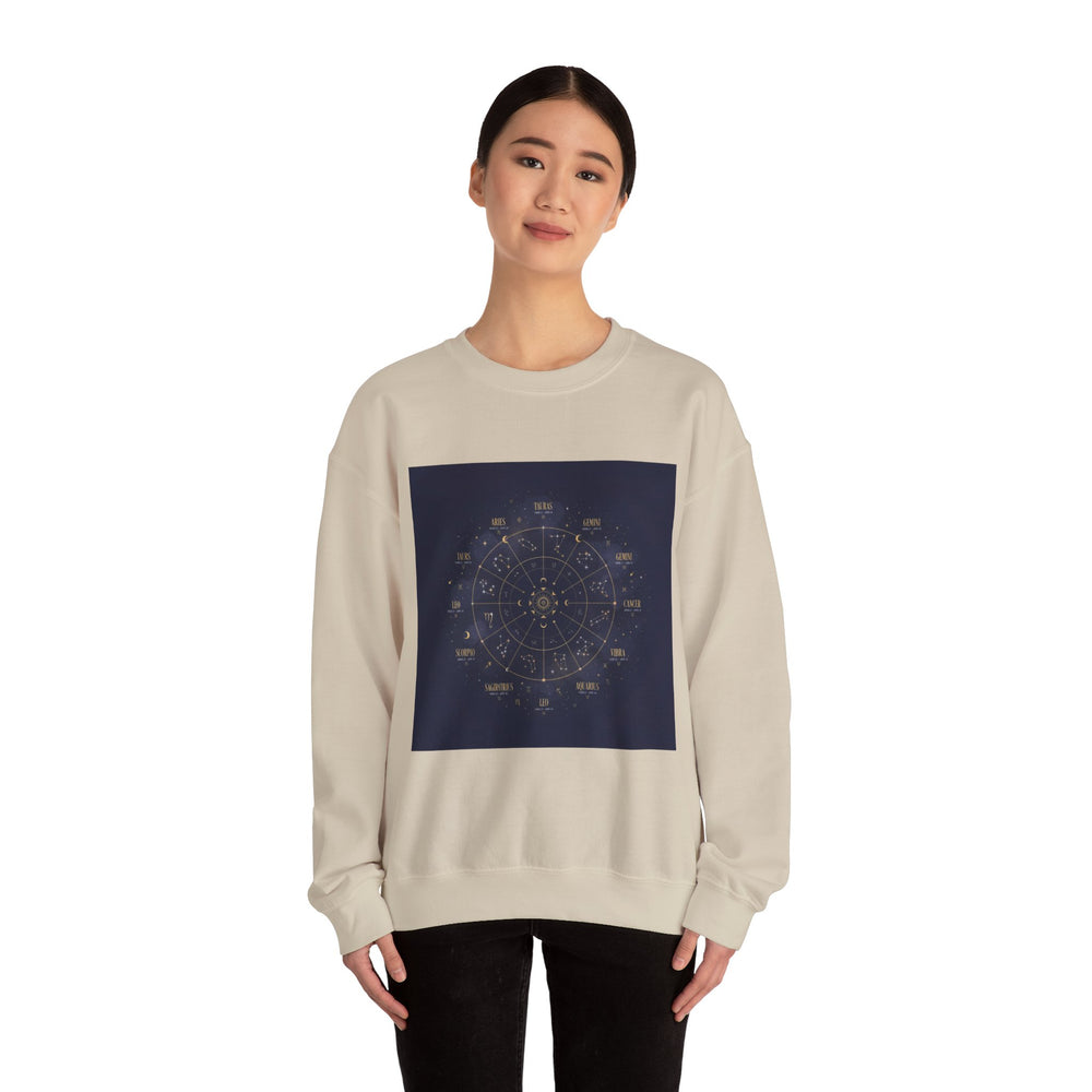 Zodiac Constellation Wheel Sweatshirt | Astrology, Cosmic Gold Accents