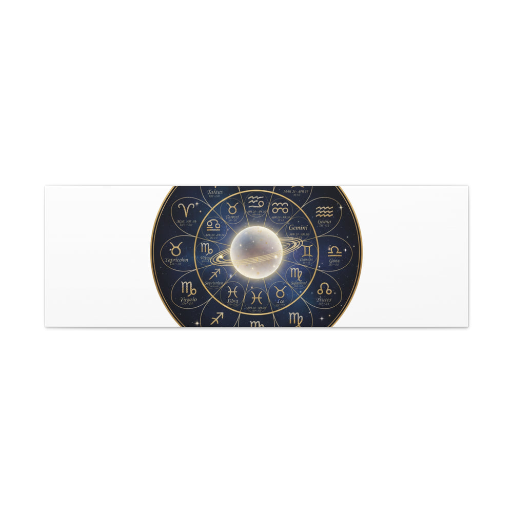 Zodiac Constellation Wheel Canvas, Astrology Art Print | Gold Foil Galaxy