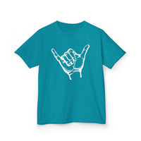 Gildan 5000B | Kids' Shaka Hand "Hang Loose" Graphic Tee – Soft Cotton Youth T-Shirt