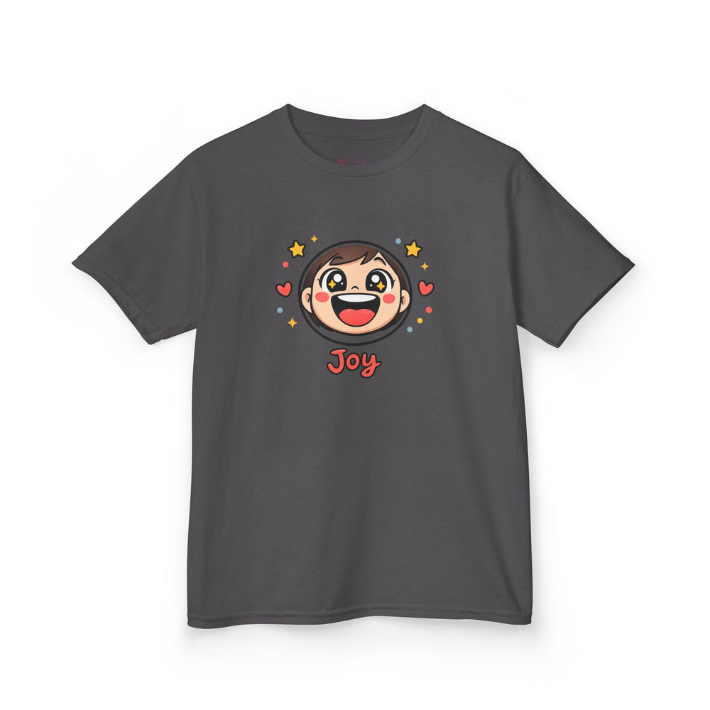 Gildan 5000B | "Joy" Sparkle Character Kids' Tee | Fun & Comfortable Youth T-Shirt | Kids T‑Shirt — Cute Smiling Character "Joy" Graphic