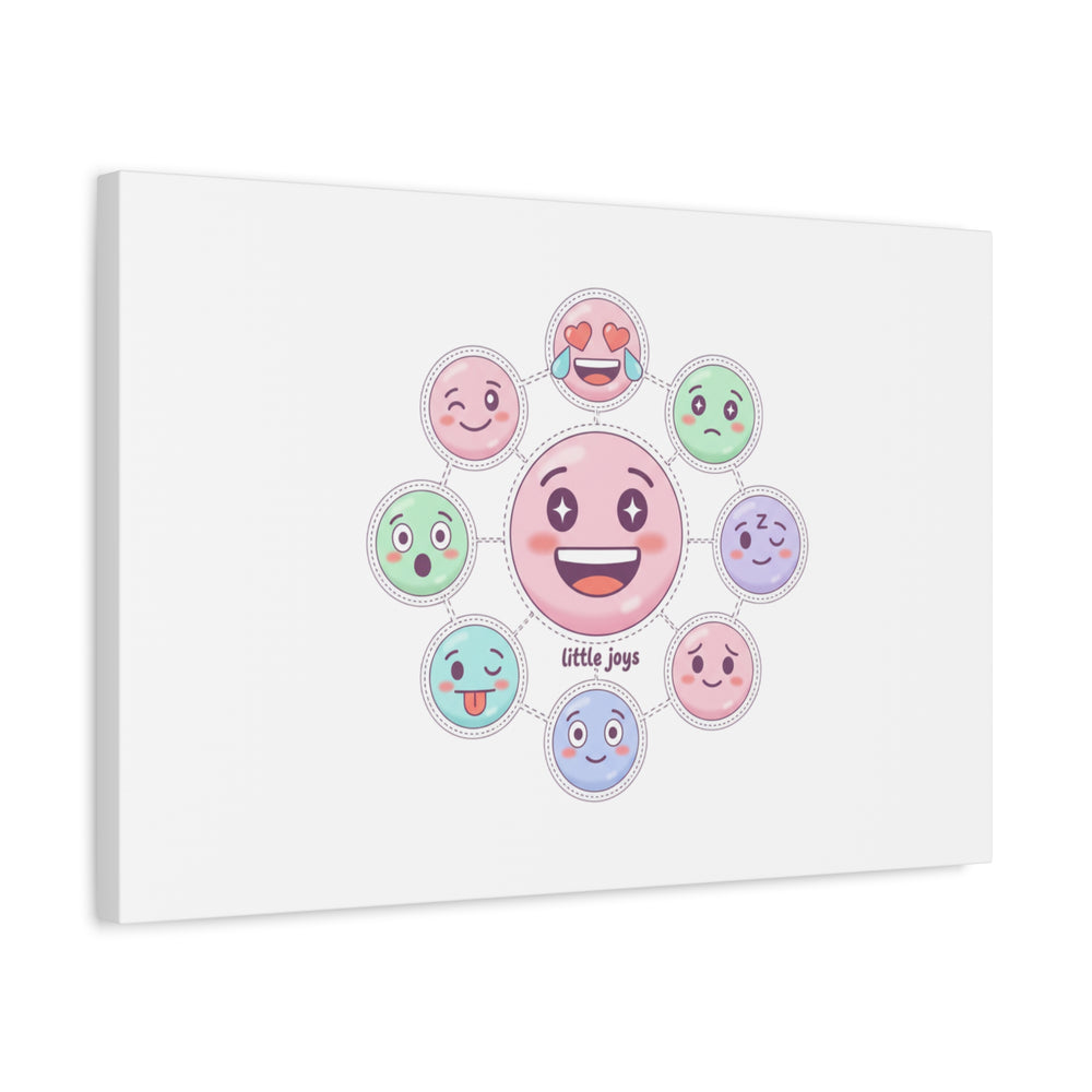 Hand-Drawn Emoticon Sticker Pattern Canvas | Cute Emoji Repeat Print