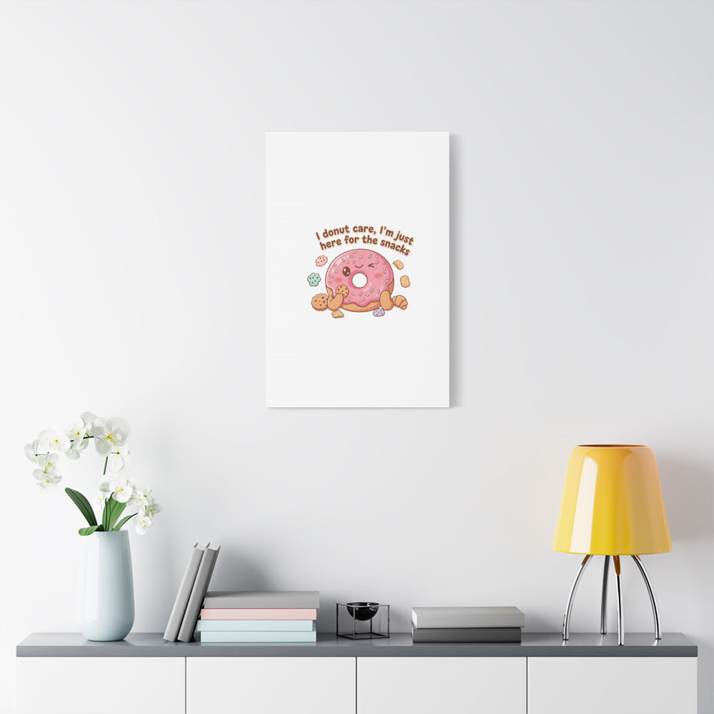 Donut Snacks Pun Canvas | Food & Snack Humor, Cozy Kawaii Art