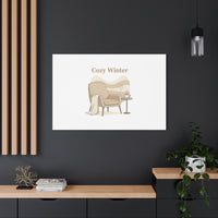 Cozy Winter minimal line art Canvas | Slow Life, soft life neutral wall decor