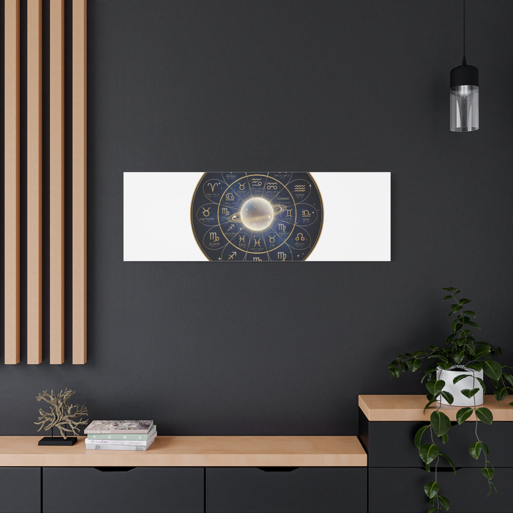 Zodiac Constellation Wheel Canvas, Astrology Art Print | Gold Foil Galaxy