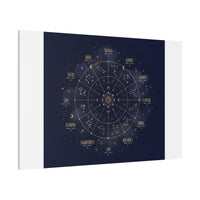 Gold Zodiac Wheel Canvas | Astrology Constellation Art, Cosmic Wall Print
