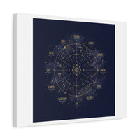 Gold Zodiac Wheel Canvas | Astrology Constellation Art, Cosmic Wall Print
