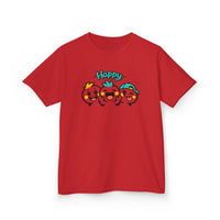 Gildan 5000B | "Happy Trio" Kids' Premium Cotton Graphic Tee | Little Smiles & Winks – Fun Cartoon Kids’ T-Shirt | Joyful Friends Unisex Kids' Summer Graphic Tee