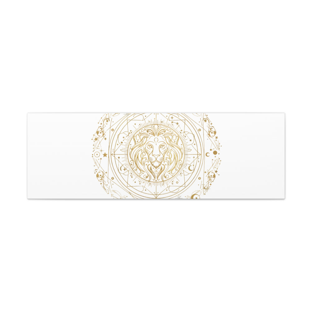 Gold Leo Zodiac Canvas, Astrological Constellation Art | Metallic Lion Wall Art