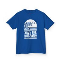 Gildan 5000B | Kids' Save the Ocean Eco-Graphic T-Shirt | Soft Cotton Ocean Wave Tee