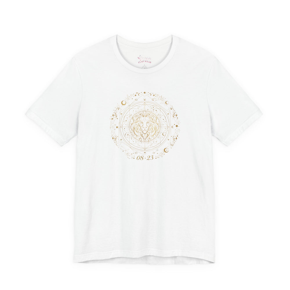 Bella+Canvas3001 | Leo Constellation Tee | Zodiac glyph, gold foil celestial design