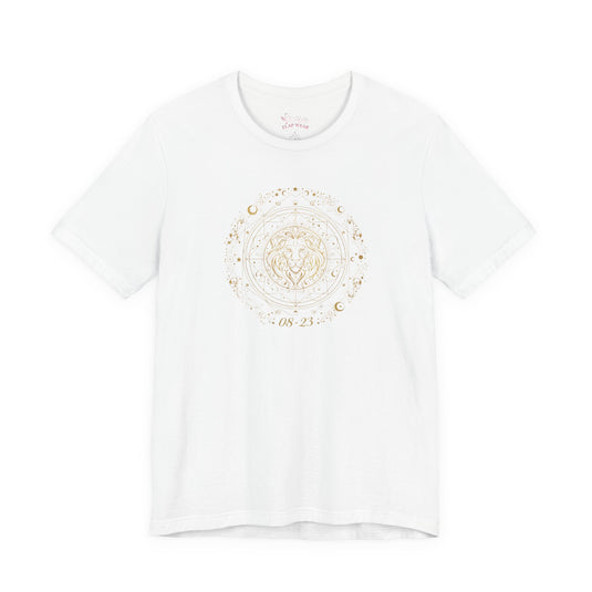 Bella+Canvas3001 | Leo Constellation Tee | Zodiac glyph, gold foil celestial design