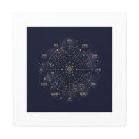 Gold Zodiac Wheel Canvas | Astrology Constellation Art, Cosmic Wall Print