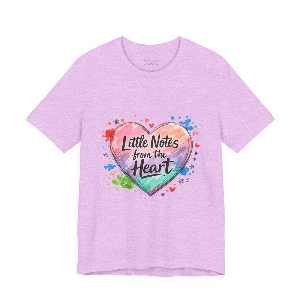 Bella+Canvas 3001 | "Little Notes from the Heart" Heart-Shaped Aesthetic T-Shirt | Little Notes from the Heart Tee | hand‑drawn marker effect, doodle art