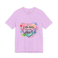 Bella+Canvas 3001 | "Little Notes from the Heart" Heart-Shaped Aesthetic T-Shirt | Little Notes from the Heart Tee | hand‑drawn marker effect, doodle art