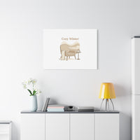 Cozy Winter minimal line art Canvas | Slow Life, soft life neutral wall decor