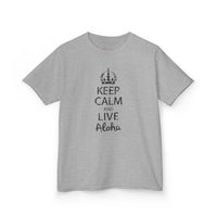 Gildan 5000B | Kids’ "Keep Calm and Live Aloha" Premium Cotton T-Shirt – Comfortable Summer Tee