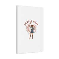 Love & Grit Canvas, Western Valentine Cowgirl Heart Poster | Cowboy Valentine