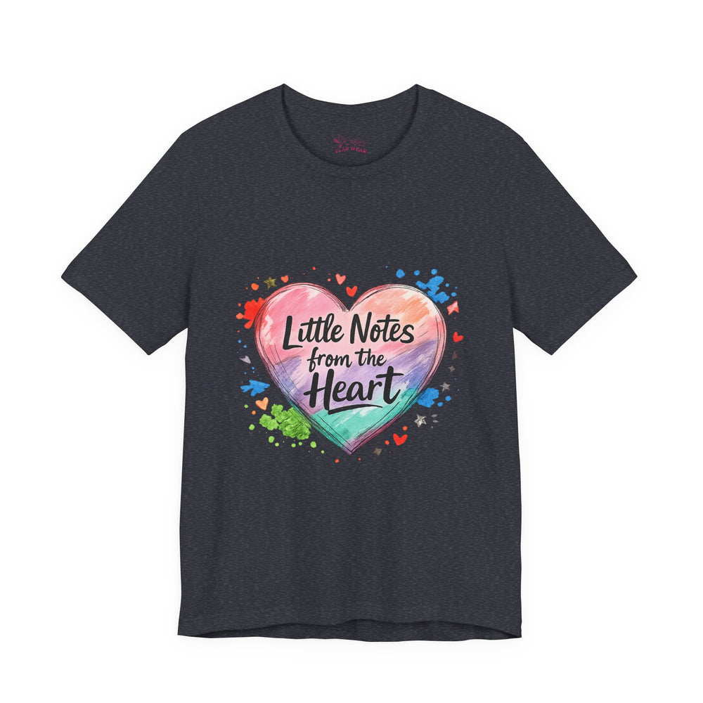 Bella+Canvas 3001 | "Little Notes from the Heart" Heart-Shaped Aesthetic T-Shirt | Little Notes from the Heart Tee | hand‑drawn marker effect, doodle art