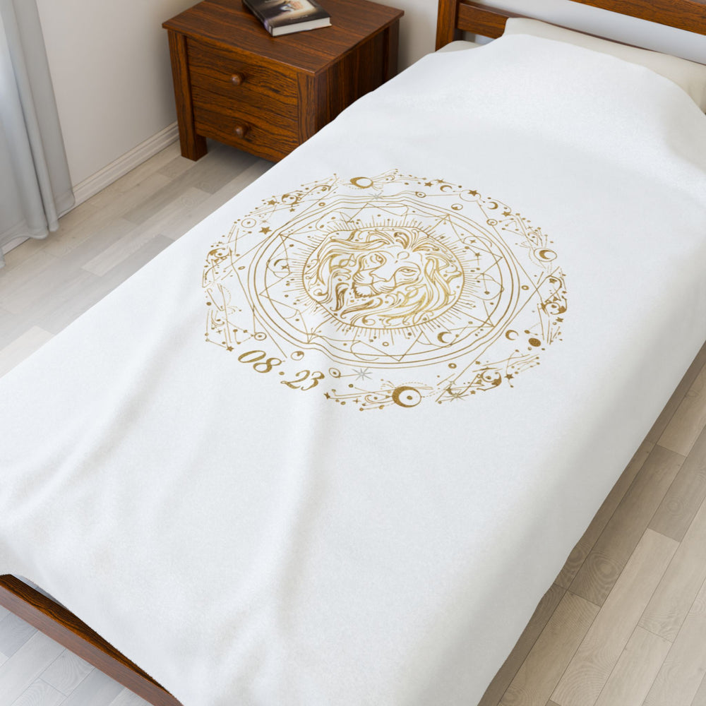 Leo zodiac constellation blanket | gold celestial foil astrology throw