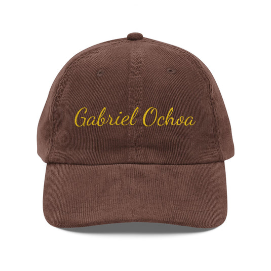 Embroidered Vintage Corduroy Cap — Personalized Script Name Hat