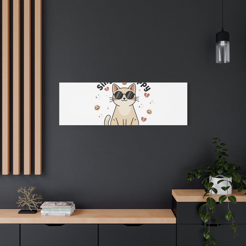 Single & Happy Cat Canvas | Anti Valentine, Sarcastic Valentine Wall Art