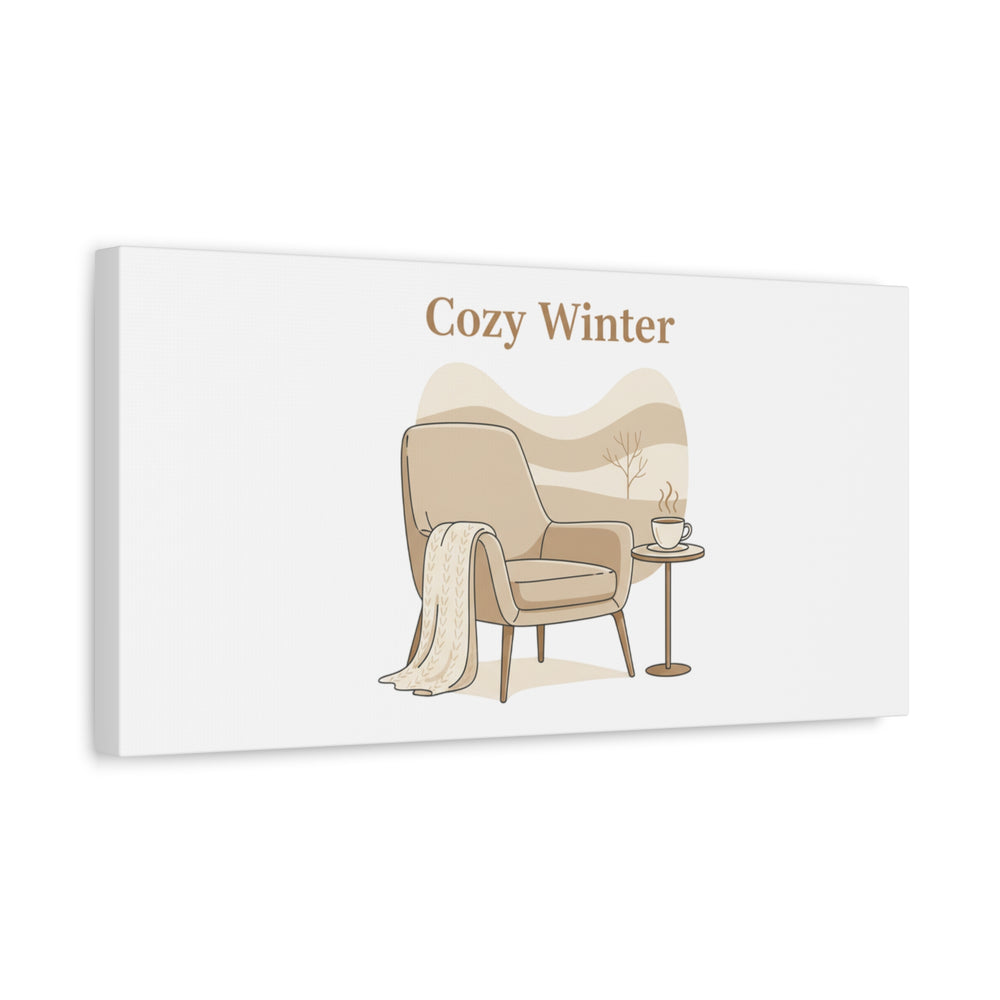 Cozy Winter minimal line art Canvas | Slow Life, soft life neutral wall decor