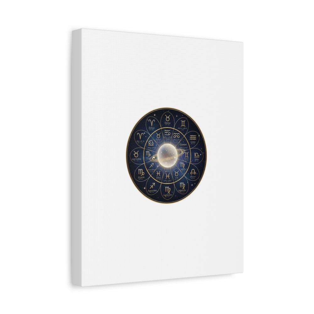 Zodiac Constellation Wheel Canvas, Astrology Art Print | Gold Foil Galaxy