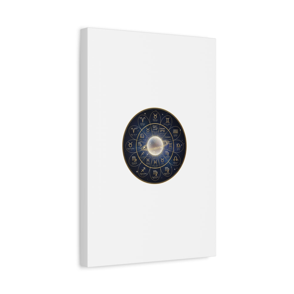 Zodiac Constellation Wheel Canvas, Astrology Art Print | Gold Foil Galaxy