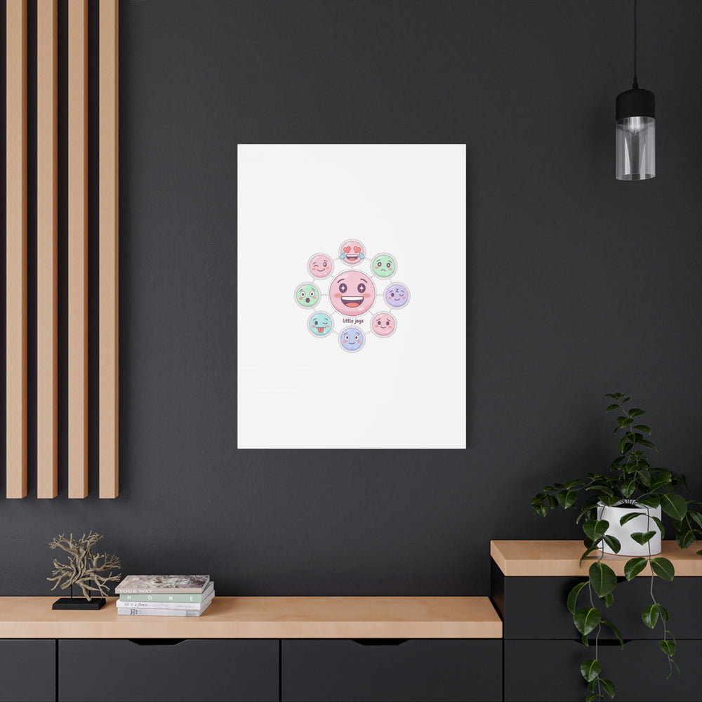Hand-Drawn Emoticon Sticker Pattern Canvas | Cute Emoji Repeat Print