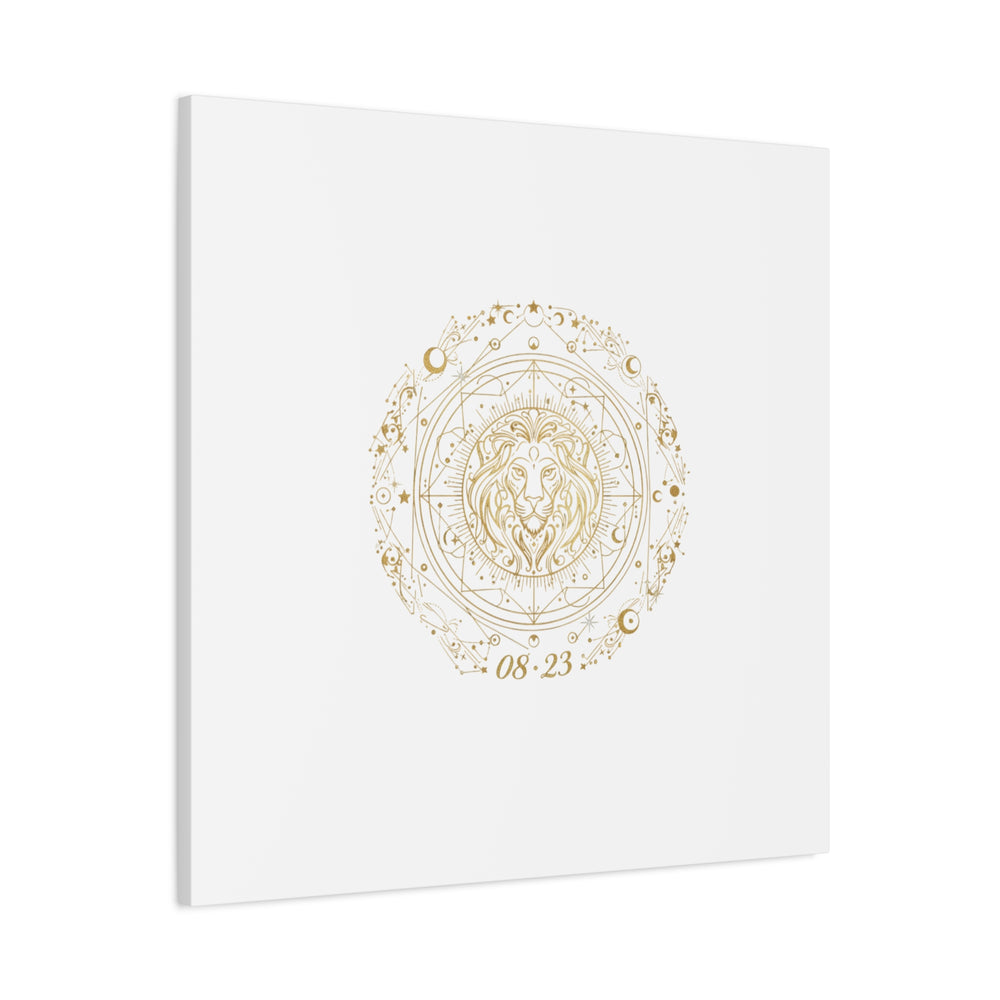Gold Leo Zodiac Canvas, Astrological Constellation Art | Metallic Lion Wall Art