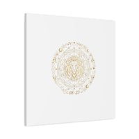 Gold Leo Zodiac Canvas, Astrological Constellation Art | Metallic Lion Wall Art