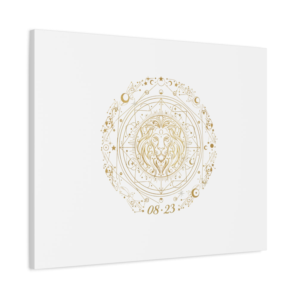 Gold Leo Zodiac Canvas, Astrological Constellation Art | Metallic Lion Wall Art