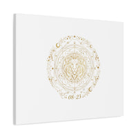 Gold Leo Zodiac Canvas, Astrological Constellation Art | Metallic Lion Wall Art