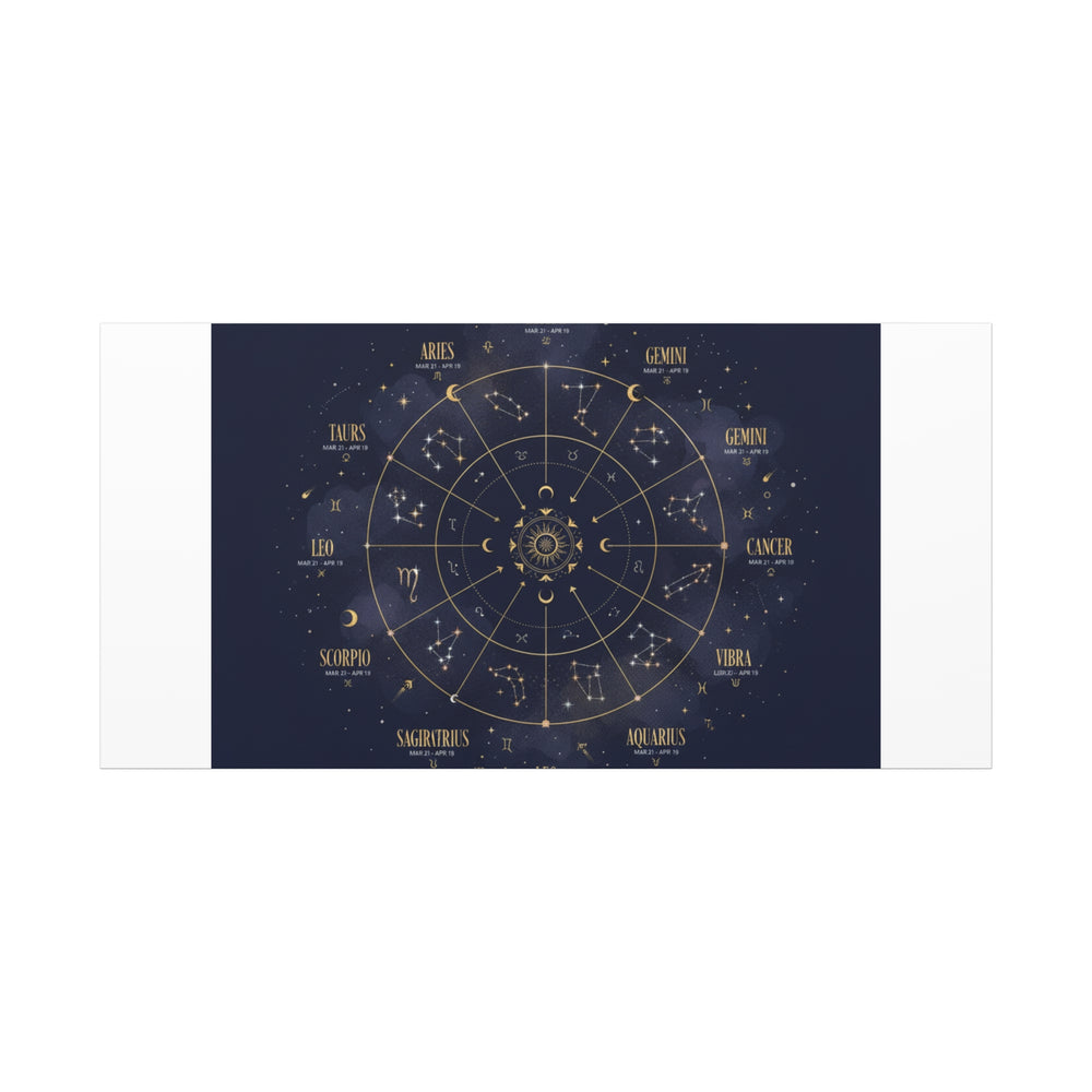 Gold Zodiac Wheel Canvas | Astrology Constellation Art, Cosmic Wall Print