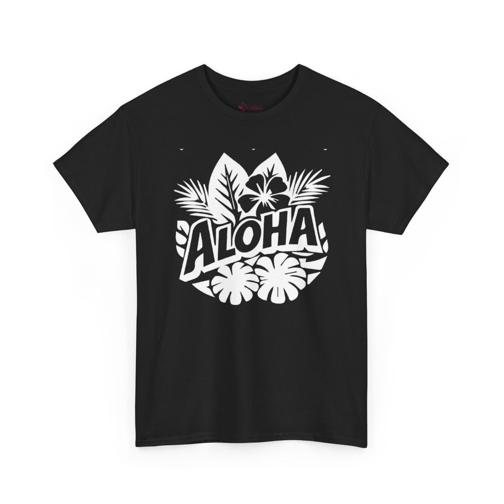 Gildan 5000 | Aloha Floral Hibiscus T-Shirt - Tropical Botanical Graphic Tee - Hawaiian Summer Aesthetic Shirt